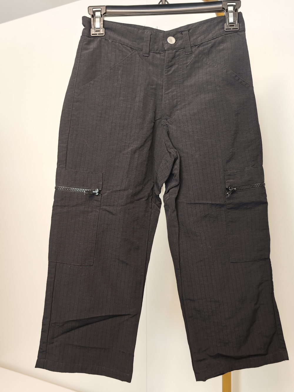 Blue Asphalt Black Cargo Pants Zip Knee‎ Pockets Ripstop Utility Trousers XS